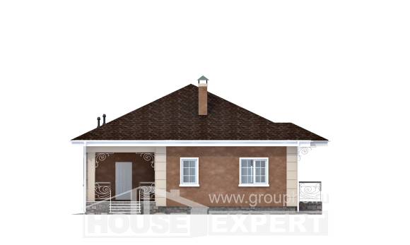 100-001-Л Проект одноэтажного дома, небольшой домик из газосиликатных блоков Темиртау, House Expert