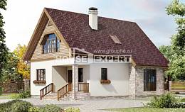 140-001-П Проект двухэтажного дома с мансардой, бюджетный дом из пеноблока Алма-Ата, House Expert