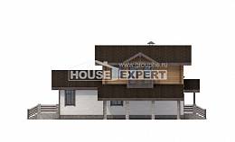 170-004-Л Проект двухэтажного дома мансардой, гараж, простой домик из керамзитобетонных блоков из бревен Жанаозен, House Expert