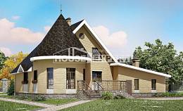 250-001-Л Проект двухэтажного дома мансардой, гараж, классический домик из газобетона, Кызылорда