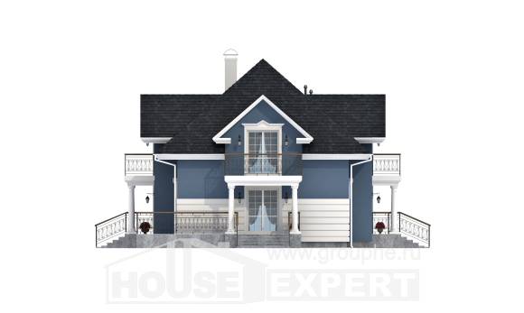 180-002-П Проект двухэтажного дома с мансардным этажом, гараж, средний домик из кирпича, House Expert