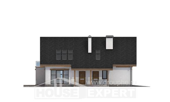 185-005-П Проект двухэтажного дома мансардой и гаражом, простой загородный дом из теплоблока Кызылорда, House Expert
