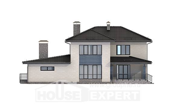 340-005-П Проект двухэтажного дома, гараж, большой дом из газосиликатных блоков, Караганда