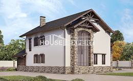 200-005-П Проект двухэтажного дома и гаражом, простой дом из теплоблока Семей, House Expert