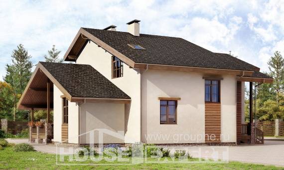 240-003-П Проект двухэтажного дома с мансардным этажом, красивый домик из кирпича, Талдыкорган