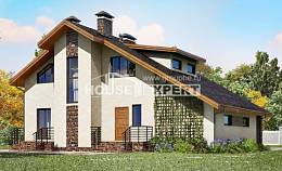 180-008-Л Проект двухэтажного дома мансардный этаж, гараж, красивый домик из блока, Уральск