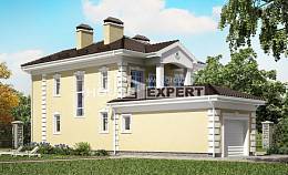 150-006-Л Проект двухэтажного дома и гаражом, бюджетный коттедж из блока Шымкент, House Expert