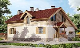 165-002-П Проект двухэтажного дома и гаражом, компактный домик из поризованных блоков, Тараз