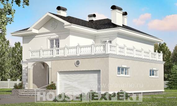 340-002-П Проект двухэтажного дома и гаражом, современный загородный дом из кирпича Петропавловск, House Expert