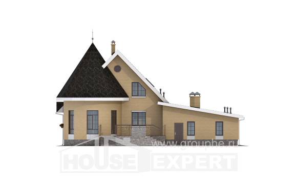250-001-Л Проект двухэтажного дома мансардой и гаражом, современный дом из газосиликатных блоков, Павлодар