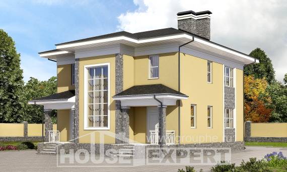 155-011-Л Проект двухэтажного дома, простой загородный дом из блока Экибастуз, House Expert