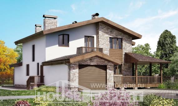 220-001-П Проект двухэтажного дома с мансардным этажом и гаражом, простой дом из арболита Петропавловск, House Expert