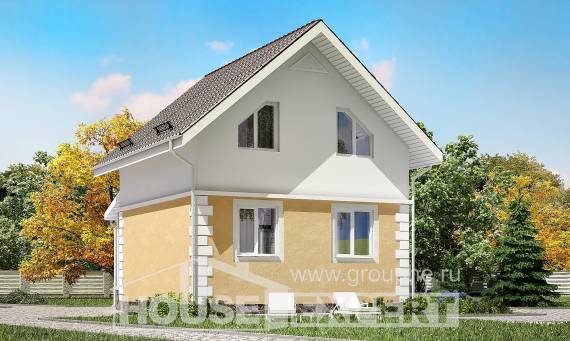 070-002-П Проект двухэтажного дома с мансардой, уютный домик из поризованных блоков, Петропавловск