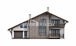280-001-П Проект двухэтажного дома с мансардой и гаражом, современный загородный дом из кирпича, Алма-Ата