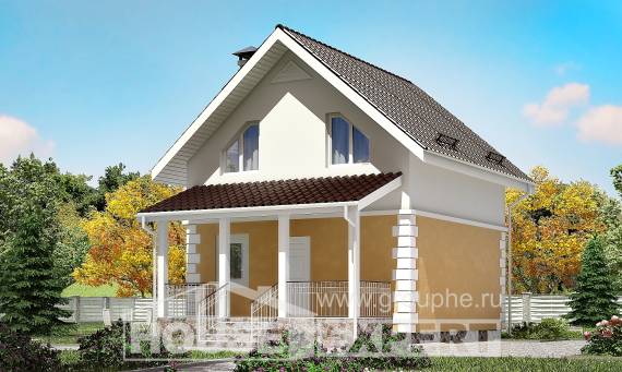 070-002-П Проект двухэтажного дома с мансардой, недорогой коттедж из бризолита, Актобе