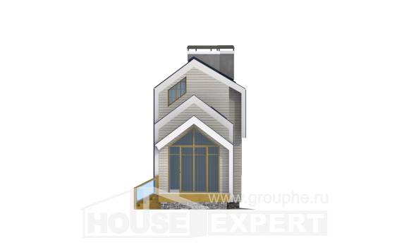 060-006-П Проект двухэтажного дома с мансардным этажом, крохотный загородный дом из теплоблока Актау, House Expert