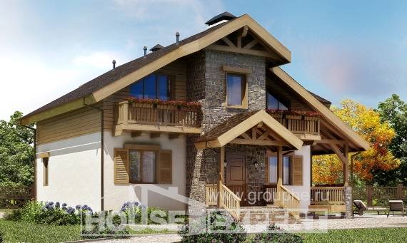 150-004-П Проект двухэтажного дома с мансардой, скромный дом из арболита, House Expert