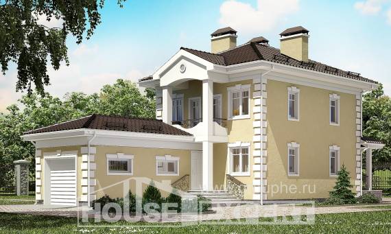 150-006-Л Проект двухэтажного дома и гаражом, экономичный дом из твинблока Астана, House Expert