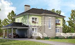 155-006-П Проект двухэтажного дома и гаражом, классический дом из керамзитобетонных блоков, Атырау