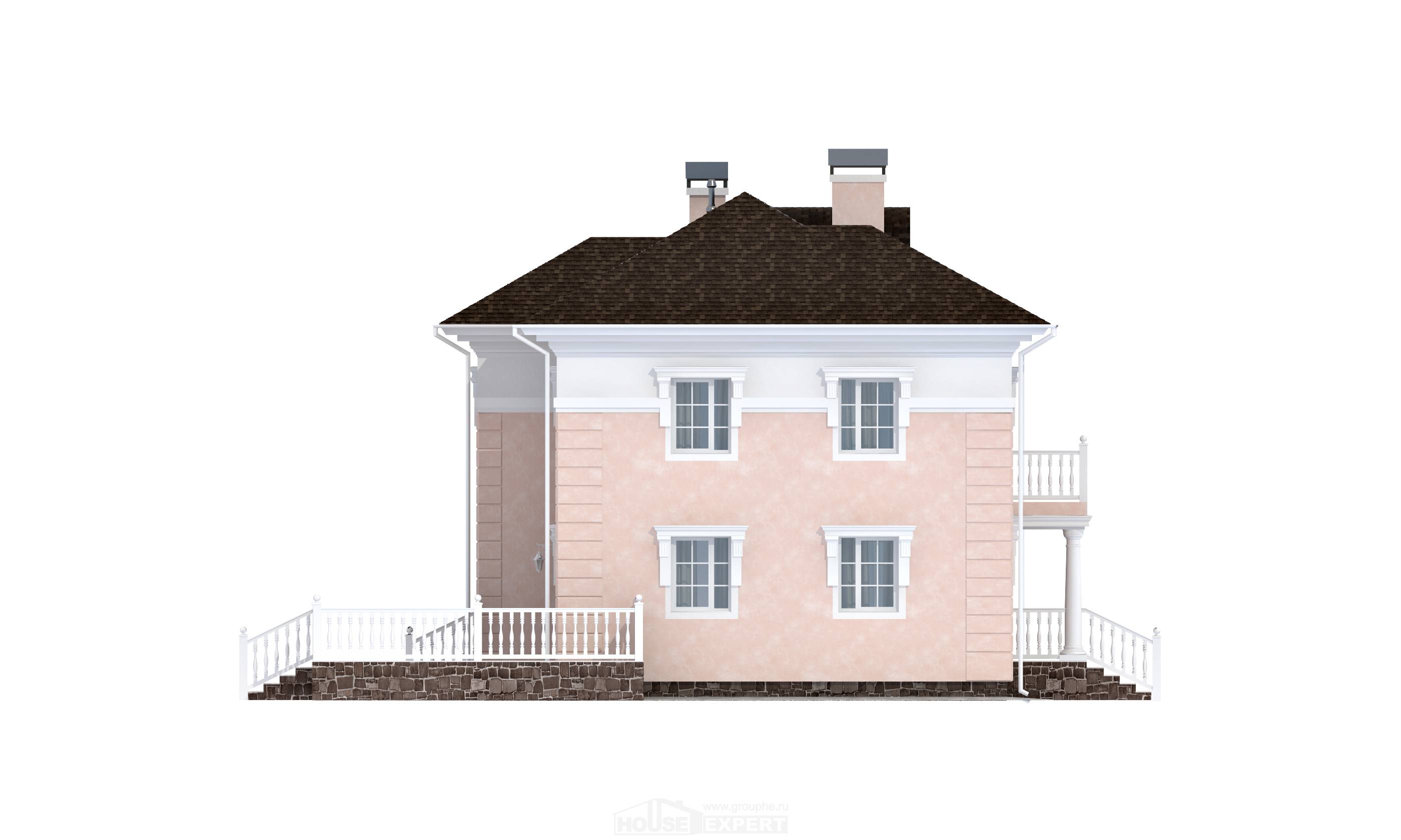 155-005-Л Проект двухэтажного дома, бюджетный домик из блока Кокшетау, House Expert