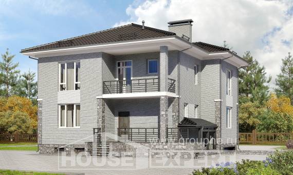 275-004-П Проект трехэтажного дома и гаражом, большой домик из кирпича Талдыкорган, House Expert
