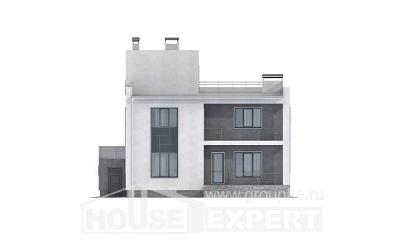 255-001-П Проект двухэтажного дома и гаражом, уютный загородный дом из газосиликатных блоков Павлодар, House Expert