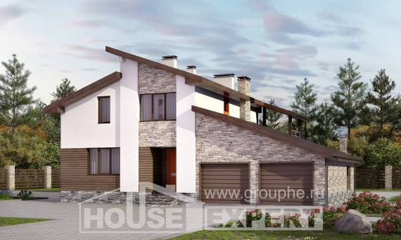 240-004-П Проект двухэтажного дома мансардой и гаражом, уютный дом из пеноблока, Актобе