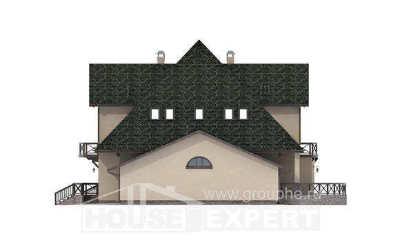 350-001-П Проект двухэтажного дома с мансардой, гараж, классический коттедж из пеноблока, Туркестан