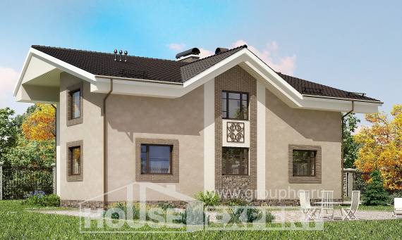 210-003-П Проект двухэтажного дома с мансардным этажом, средний домик из блока, Алма-Ата