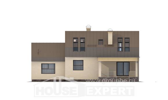 150-015-Л Проект двухэтажного дома с мансардным этажом и гаражом, экономичный дом из блока, Тараз