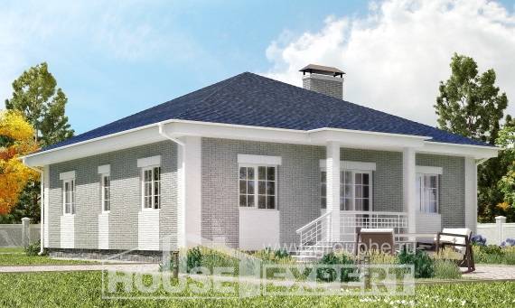 130-002-П Проект одноэтажного дома и гаражом, компактный загородный дом из пеноблока Атырау, House Expert