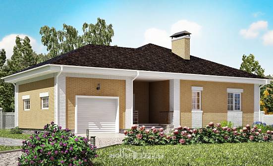 130-002-Л Проект одноэтажного дома, гараж, красивый загородный дом из бризолита, Кокшетау
