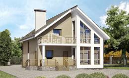 170-006-Л Проект двухэтажного дома с мансардой, небольшой коттедж из теплоблока Усть-Каменогорск, House Expert