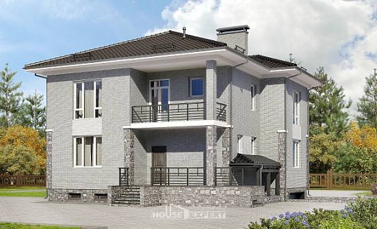 275-004-П Проект трехэтажного дома, гараж, просторный коттедж из кирпича, Усть-Каменогорск