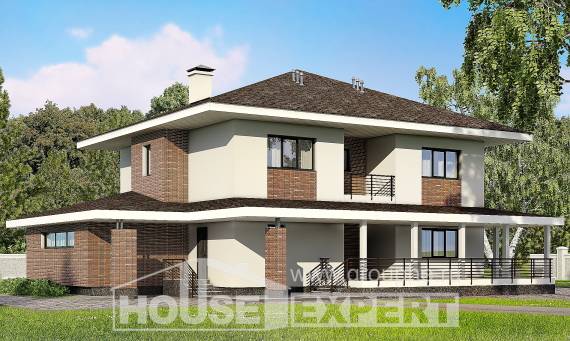 275-002-П Проект двухэтажного дома, гараж, уютный загородный дом из кирпича Кызылорда, House Expert