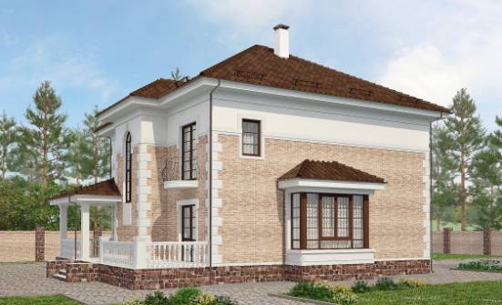 220-008-П Проект двухэтажного дома, классический загородный дом из кирпича Караганда | Проекты домов от House Expert