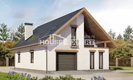 185-005-П Проект двухэтажного дома с мансардой и гаражом, средний коттедж из теплоблока Актау, House Expert