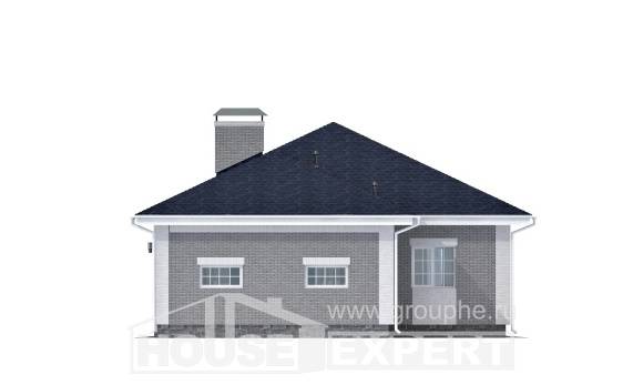 130-002-П Проект одноэтажного дома и гаражом, скромный загородный дом из газобетона Петропавловск, House Expert