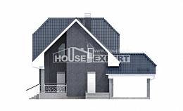 125-002-Л Проект двухэтажного дома мансардой и гаражом, простой загородный дом из блока, Семей