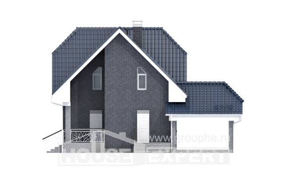 125-002-Л Проект двухэтажного дома мансардой и гаражом, скромный дом из пеноблока Астана, House Expert