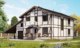 250-002-Л Проект двухэтажного дома с мансардным этажом и гаражом, классический загородный дом из кирпича Туркестан, House Expert