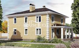 220-006-Л Проект двухэтажного дома и гаражом, уютный домик из газосиликатных блоков, Шымкент
