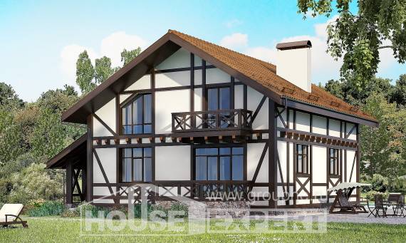 155-002-П Проект двухэтажного дома мансардный этаж и гаражом, простой коттедж из керамзитобетонных блоков Кызылорда, House Expert