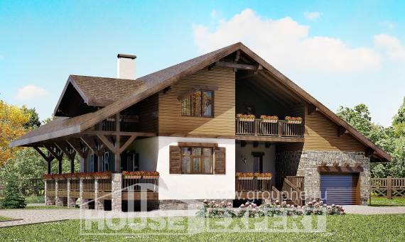 220-005-П Проект двухэтажного дома мансардой и гаражом, просторный загородный дом из кирпича Кызылорда, House Expert