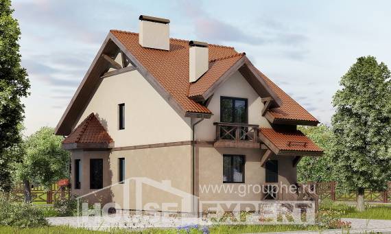 120-003-Л Проект двухэтажного дома с мансардой, красивый загородный дом из пеноблока Астана, House Expert