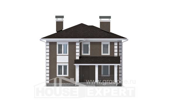 185-002-П Проект двухэтажного дома, простой коттедж из керамзитобетонных блоков, Шымкент