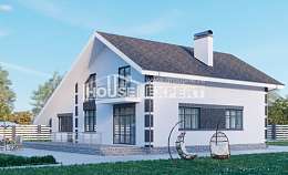 190-008-П Проект двухэтажного дома с мансардой и гаражом, классический коттедж из газосиликатных блоков, Талдыкорган