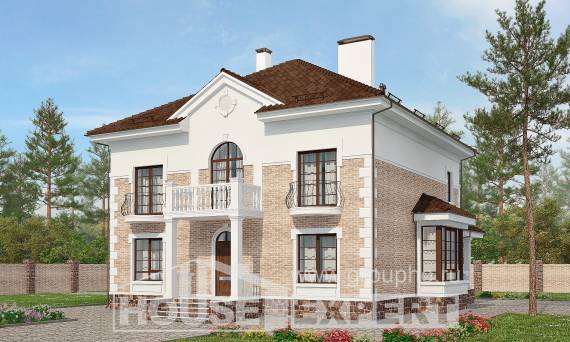 220-008-П Проект двухэтажного дома, просторный домик из кирпича Актау, House Expert