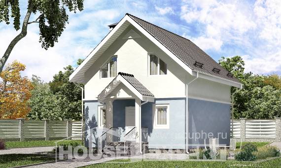 095-002-П Проект двухэтажного дома с мансардным этажом, скромный коттедж из блока, Уральск