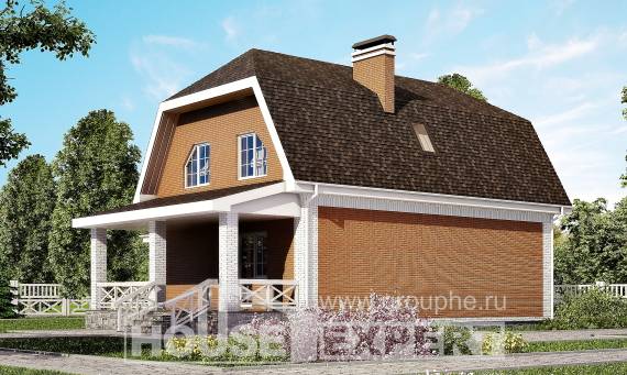 160-006-П Проект двухэтажного дома с мансардным этажом и гаражом, бюджетный домик из пеноблока, Нур-Султан